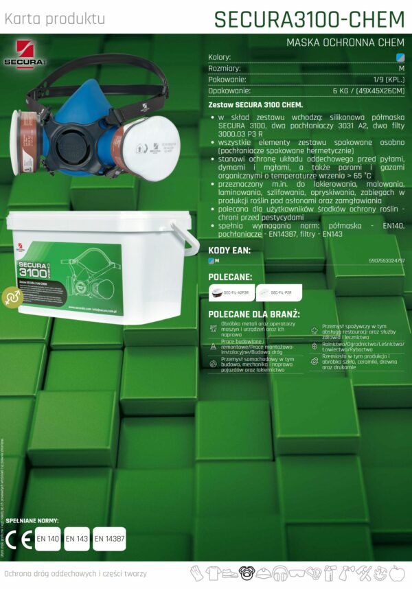 Maska ochronna Secura CHEM z filtrami - obrazek 3